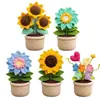 Novo Produto Acabado Criativo Feito à Mão Crochê Girassol Fio Degradê Planta em Vaso Flor de Simulação Ornamento de Mesa Presente