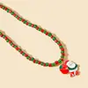 Estilo Nuevo Europeo y Americano Color Bloqueado Navideño Cuentas Dibujos Animados Papá Noel Corona Árbol de Navidad Esmalte Accesorios de Collar para Mujeres