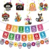 Decoración de fiesta del Día de Muertos de México adornos colgantes en espiral arreglo de pancarta colgante en espiral de calavera