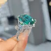 Collar con Colgante de Paloma Azul Lago Paraíba de Gama Alta, Pendientes de Diamante de Alto Carbono, Anillo de Diamante Rosa, Juego de Joyas para Mujer