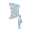 Moda Influenciador Sexy Design que Valoriza a Figura Ombro a Ombro Sem Alças Doce Picante Menina Slim-Fit Roupa Externa Cropped