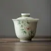 Mi Yan Underglaze Color Pure Hand-painted Peony Flower Cover Bowl Tigela de chá de cerâmica artesanal não quente para fabricante de chá doméstico Kung Fu