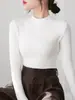 Camiseta base elegante de cuello alto de manga larga ajustada para otoño e invierno para mujer, top de moda estilo ins para chicas a la moda