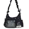Modelo Nuevo Primavera 2026 Estudiante Alto Valor Estético Lindo Gran Capacidad Personalizado Color Crema Estrella Cordón Casual Bolso de Hombro
