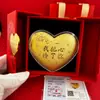 Bolo Shuibei Coração Dourado 520 Dia dos Namorados Bolo de Ouro Puro 999 520Mg Formato de Coração Ornamento Criativo Presente