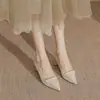 Sapatos de salto finos estilo coreano para a noite, sapatos de salto grosso com bico fino para madrinhas, confortáveis e fáceis nos pés, saltos médios e altos, estilo elegante e de fada