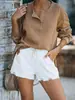 Shorts de Verão Transfronteiriços Europeus e Americanos da Amazon Cor Sólida Cintura Elástica Cordão Shorts Jeans Rasgados
