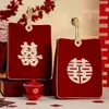 Bolsa de mano para boda, bolsa de regalo, recuerdos, sobres rojos especiales bordados en terciopelo para los novios, colección completa de artículos para bodas