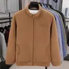 Sudadera de forro polar gruesa de doble cara para hombre, nuevo modelo de invierno 2025, con cremallera y cuello alto, chaqueta cálida con forro de forro polar para hombre