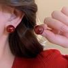 Ankora Red Silver Needle Oil Dropping Brincos Geométricos Moda All-match Retro Fivela de Orelha Nicho High-end Elegante Brincos Elegantes para Mulheres