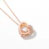 Grande Promoção Xinwancheng Colar Coração Ouro Rosa Madrepérola Feminino Popular Pingente Melhor Amiga Corrente de Clavícula em Formato de Coração de Prata Esterlina 925