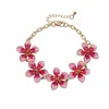 Pulsera de Metal con Parche de Flor de Goteo de Aceite Cruzada Europea y Americana, Pulsera Personalizada Dulce y Elegante, Joyería Simple y de Alta Gama para Mujeres