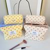 Nueva Bolsa Forro de Flores Plisada a la Moda, Bolsa Dulce y Portátil para Almacenamiento de Productos para el Cuidado de la Piel para Viaje, Bolso Clutch para Lápiz Labial para Niñas