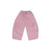 Calça Longa de Algodão Plissada com Fenda Estilo Coreano Versátil para Crianças Outono Calça com Cós Elástico para Meninas