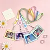 Porta-cartões transparente horizontal da moda para estudantes, cordão para crachá escolar, capa protetora para crachá, porta-cartão IC de comércio exterior no atacado