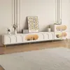 Conjunto de rack de TV e mesa de centro em madeira maciça para apartamentos pequenos, rack de TV para casa, mesa de centro estilo creme para sala de estar com gavetas, instalação incluída