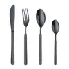 Venta al por mayor Acero Inoxidable 304 Cubiertos Estilo Occidental Modelo Nuevo Chapado en Titanio Mango Cuadrado Mango Esmerilado Cuchillo para Bistec, Tenedor, Cuchara Juego de Cuatro Piezas