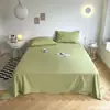 Lençol de Algodão Lavado Cor Sólida Peça Única Estilo Minimalista Dormitório Estudantil Pode Dormir Nu Lençol para Cama de Criança Individual Roupa de Cama