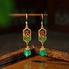 Novos brincos de estilo chinês de alta qualidade Sense Icecum Green Chalcedony Brincos Decoração Artesanal Estilo Clássico Joias de Orelha para Mulheres