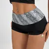 Hot pants de cintura baixa com lantejoulas e estampa de leopardo para mulheres, roupas femininas ultra curtas justas ao corpo, sexy, estilo europeu e americano, para boate