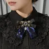 Estilo Coreano Tendência Estilo College Retrô Gravata Borboleta Preta Jk Decoração de Pérola e Strass Broche de Camisa Jk Acessórios
