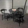 Juego de Plástico para Reuniones de Ocio al Aire Libre con Mesa Redonda Pequeña y Sillas para Balcón, Popular en Cafeterías de Té de Leche de Moda, Mesa de Comedor Simple para Uso al Aire Libre