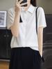 Camisa Versátil Brillante de Manga Corta para Mujer, Nuevo Estilo Delgado Primavera/Verano 2026, Cárdigan Elegante con Cuello de Solapa, Camiseta de Hombro Normal