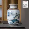 Ornamentos de Vaso de Cerâmica Estilo Chinês Jingdezhen Pintura Paisagística Clássica em Tons Pastéis Vaso Melancia como Lembranças para Clientes Estrangeiros