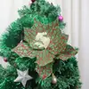 25cm Flores de Natal com Pó Dourado Decorações de Árvore de Natal Guirlanda de Natal Enfeites Acessórios de Decoração de Festa Decoração de Natal