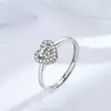 Anillo Te Amo Anillo de Moissanita para Mujer pt950 Forma de Corazón Abierto Ajustable Joyería Venta al por Mayor Transfronteriza Transmisión en Vivo Montaje de Diamante