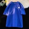 Camiseta Waffe Branca Meninos Verão Manga Curta Marca da Moda Roupas de Verão Cinco Mangas Camiseta Americana Pesada