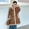 Casaco Feminino com Pele Integrada 2026 Inverno Longo Quente Casaco Genuíno de Lã Roupa de Menino Casaco de Pele Infantil