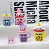 Llavero creativo de Sanrio con forma de bolsa colgante, muñeco de simulación de taza de té con leche, llavero colgante con mini perla de té con leche.