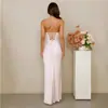 Vestido de noche sexy ajustado sin tirantes estilo europeo y americano para mujer, modelo largo 2026 con abertura, adecuado para banquetes, fiestas y eventos de cóctel