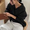 Suéter de solapa MYQ sencillo que combina con todo, jersey de primavera para hombre, estilo coreano, polo de manga larga holgado a la moda