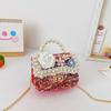 Bolsito de Algodón y Lino Estilo Nuevo para Niños Bolso Estilo Princesa para Niña Bolso de Mano de Perlas Flor Bolso Cruzado para Niños Bolso de Hombro