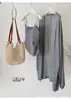 Cardigan fino casual de malha de seda gelada roxo, estilo verão novo, soltinho, de comprimento médio, proteção solar, jaqueta de malha para mulheres