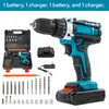 Taladro de Impacto Recargable Multifuncional para el Hogar de 21V con Batería de Litio, Taladro Eléctrico, Destornillador y Set de Taladro Eléctrico