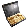 Amazon 1010 Acero Inoxidable Juego de 24 Piezas Cuatro Utensilios Principales Cuchillo, Tenedor, Cuchara, Cuchillo para Bistec Caja de Regalo Juego Vajilla Acabado Espejo Iridiscente