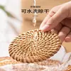 Tejido Vietnamita Otoño Ratán Tejido Posavasos Esteras para Tazas Soportes para Tetera Bandejas para Té Esteras Aislantes Accesorios para Juego de Té Esteras de Ratán Posavasos Chinos