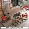 Mesa de Té de Pizarra con Veta de Madera 2025 Nuevo Juego de Té de Gama Alta Estilo Chino Nuevo Tetera Integrada Mesa de Té Totalmente Automática para Oficina