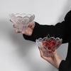 Plato de Fruta de Cristal de Flor de Cerezo Hojas y Rocío Tazón de Postre Candelero Mini Ensaladera Plato de Cristal Plato para Salsa Plato Delicado