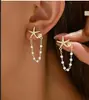 Brincos de Praia Transfronteiriços Europeus e Americanos, Brincos Criativos Novos de Estrela-do-Mar, Pingentes de Estrela-do-Mar com Pérolas, Joias Personalizadas de Alto Padrão