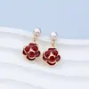 Brincos Vermelhos de Ano Novo Pérolas Naturais de Água Doce Brincos de Prata Esterlina S925 para Mulheres Luxo Leve Brincos de Pérola de Alta Qualidade Atacado