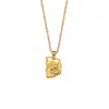 Moda Europea y Americana Elegante Retro Estilizado Nicho Collar Acero Inoxidable Chapado en Oro de 18K Circonio Geométrico Retrato Collar para Mujeres