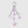 Dulce, Soñador, Fresco y Exquisito Pétalos de Estrella de Colores Perla de Imitación Pedrería Corazón Calado Llavero Colgante para Bolso