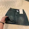 Saia Jeans Retrô Estilo Americano Feminina Primavera Nova Spice Girl Stretch Slim Saia Evasê Saia Anti-rasgo Saia de Quadril