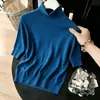 Comércio Exterior Outono-Inverno Estilo Casual Camiseta Básica Fina de Gola Alta para Mulheres, Blusa de Tricô Elegante de Cinco Mangas, Novo Modelo 2026