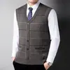 Chaleco de Punto para Hombre Cárdigan Espalda Abierta Ropa Casual Holgada para Personas Mayores Chaleco sin Mangas Suéter para Hombre Otoño