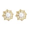 RAKOL Coreano Elegante Elegante Rosa Flor Pétala Brincos Requintados Femininos Brincos de Pérola Micro Zircon